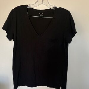 Madewell Black V-Neck Short Sleeve Tee